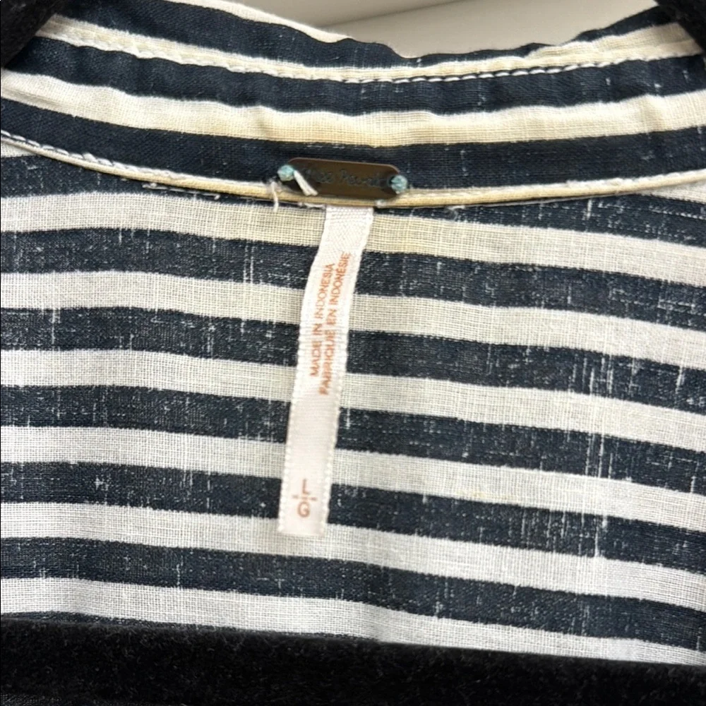 Striped Button-Front Shirt Dress in Black and White